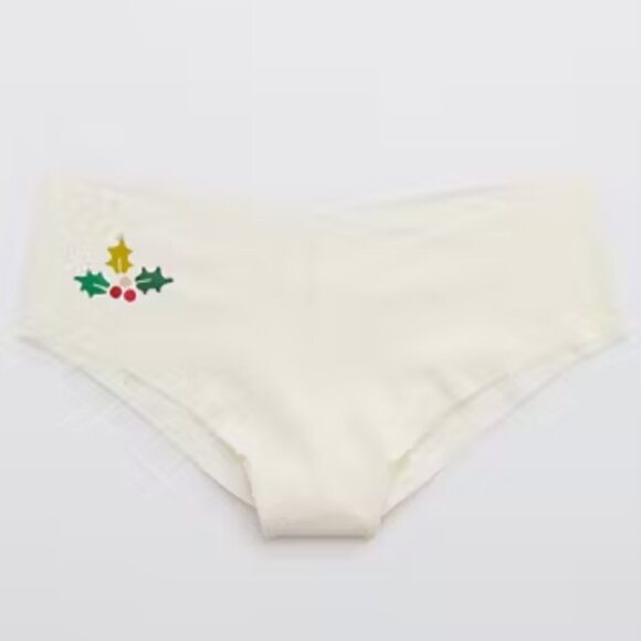 BOGO Aerie No-Show Cheeky Panty Cream Holiday Size Small - Picture 1 of 5